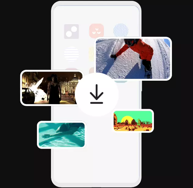 Animación mostrando descarga de videos para ver sin conexión a internet